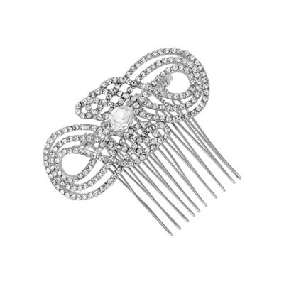 Silver crystal swirl hair comb